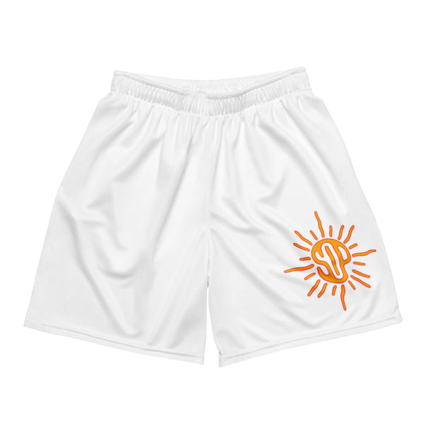 White Mesh Logo Shorts